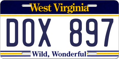WV license plate DOX897
