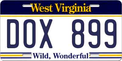 WV license plate DOX899