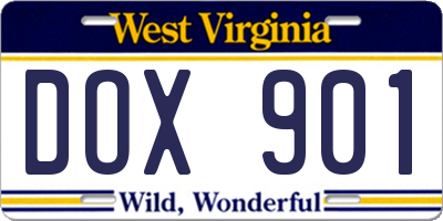 WV license plate DOX901