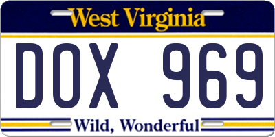 WV license plate DOX969