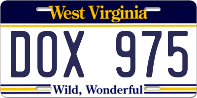 WV license plate DOX975