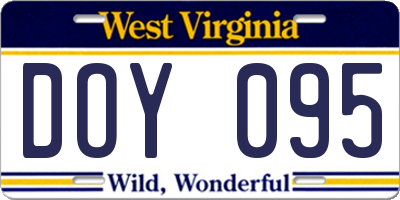 WV license plate DOY095