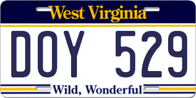 WV license plate DOY529