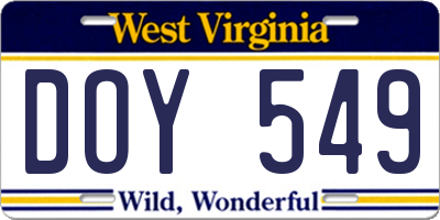 WV license plate DOY549
