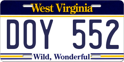 WV license plate DOY552