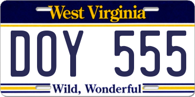 WV license plate DOY555