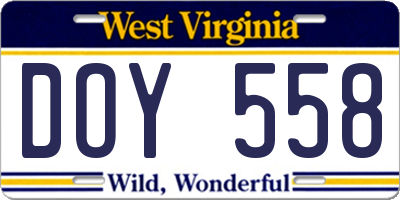 WV license plate DOY558