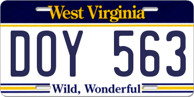 WV license plate DOY563