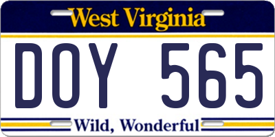 WV license plate DOY565