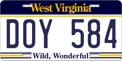 WV license plate DOY584