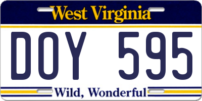 WV license plate DOY595