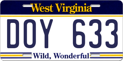WV license plate DOY633
