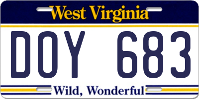 WV license plate DOY683