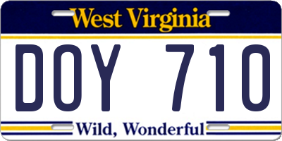WV license plate DOY710