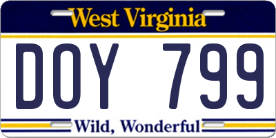 WV license plate DOY799