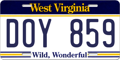 WV license plate DOY859