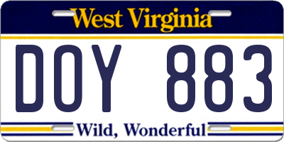 WV license plate DOY883
