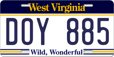 WV license plate DOY885