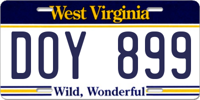 WV license plate DOY899