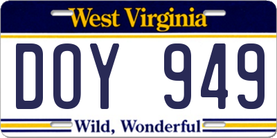 WV license plate DOY949