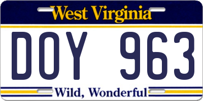 WV license plate DOY963
