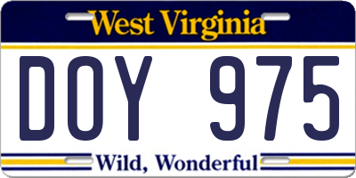 WV license plate DOY975