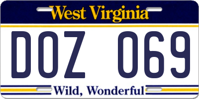 WV license plate DOZ069