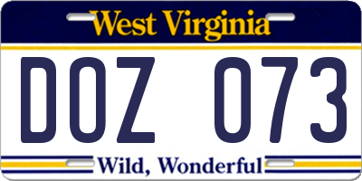 WV license plate DOZ073