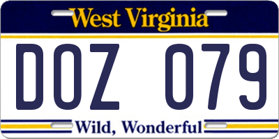 WV license plate DOZ079
