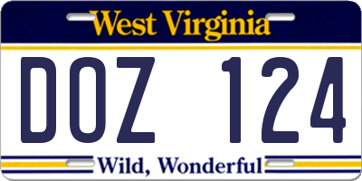 WV license plate DOZ124