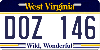 WV license plate DOZ146