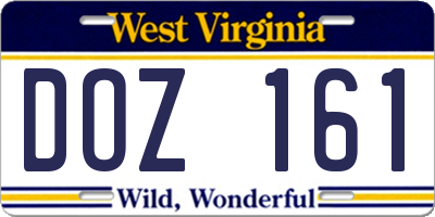 WV license plate DOZ161