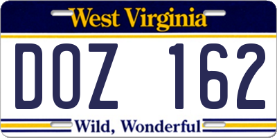 WV license plate DOZ162