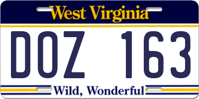 WV license plate DOZ163