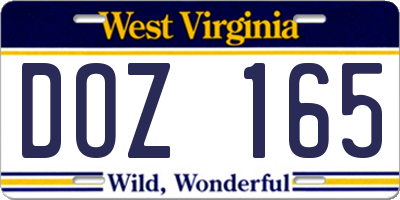WV license plate DOZ165