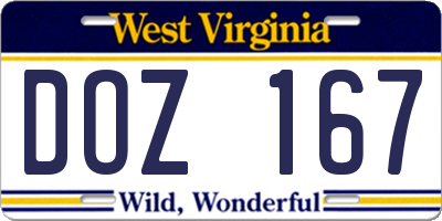 WV license plate DOZ167