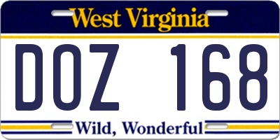 WV license plate DOZ168