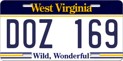 WV license plate DOZ169