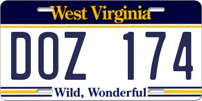 WV license plate DOZ174