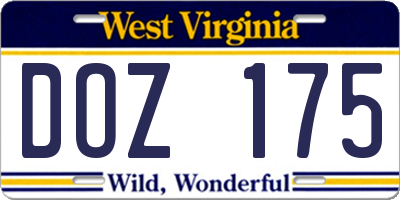 WV license plate DOZ175