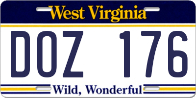 WV license plate DOZ176