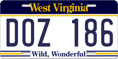 WV license plate DOZ186