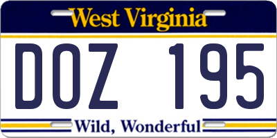WV license plate DOZ195