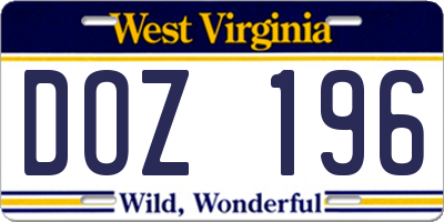 WV license plate DOZ196