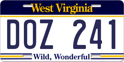 WV license plate DOZ241