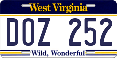 WV license plate DOZ252