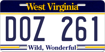 WV license plate DOZ261
