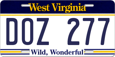 WV license plate DOZ277