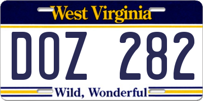 WV license plate DOZ282