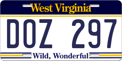 WV license plate DOZ297